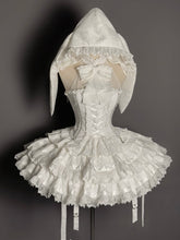 White Halter Neck Sleeveless Top + Shiro Gothic Lolita Tiered Skirt Full Set