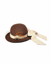 Steampunk Gear Brooch Decorated Brown Hat