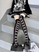 Gothic Bone Pattern Over Knee Stockings