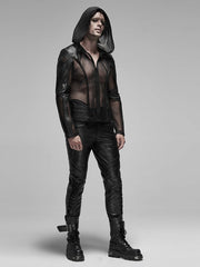 Punk Black Men's Mesh Hoodie
