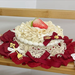 Sweet Lolita Red & White Strawberry Lace Mini Hat With Clips