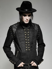 Black Men's Military Coat Vest