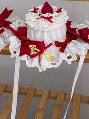 Sweet Lolita White & Red Mini Cake Hat With Clips