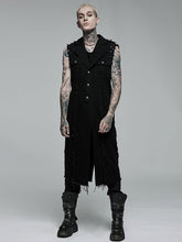 Black Men's Punk Old Medium Length Vest