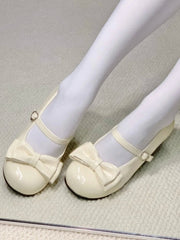 Yellow Sweet Tea Party Mid-heel Shoes – Sweet Lolita Mary Janes, Heart Strap & Bow Detail