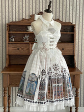White Church Stained Window Print Halter Neck Gothic Lolita Jumper Skirt