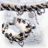 Y2K Black&Gold Star Decorated Choker/Bracelet with Snow and Heart Pandents
