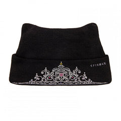 Y2K Crown Rhinestone Black Knitted Beanie