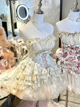 Chic Tulip Hi-lo Strapless Top with Bubble Skirt Set Beige Fairycore Floral Princess Dress