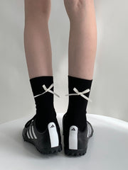 White/Black/Gray/Khaki Back Bowknot Details Socks