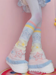 Dreamy Star Pattern Yume Kawaii Knitted Leg Warmers