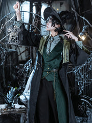 Steampunk Black Wizard Robe Coat With Detachable Hood