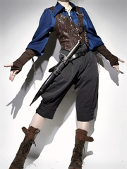 Steampunk Brown Asymmetrical Design Snakeskin-grain Leather Waistcoat