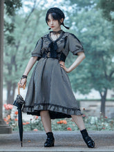 Steampunk Vintage Gothic Short Puff Sleeves Dress