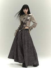 Wasteland Punk Gray Tie-Dye Distressed Ankle Length Skirt