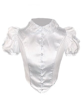 White Striped Puff Sleeves Gothic Lolita Blouse
