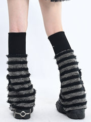 Stars Patch Black Striped Leg Warmers