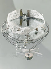 White Lace Cross Choker