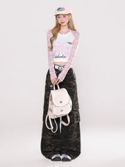 Utility Camo Cargo Pants with Signature Star & Skeleton Kitty Embroidery