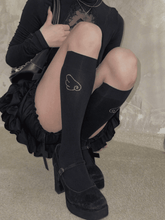 White/Black Shimmering Wings Pattern Stockings 40/55CM Length Options