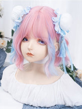 Rainbow Highlight Hair Color Short Wavy Synthetic Wig