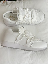 White Sweet Lolita Platform Sneakers - Bow Accents with Lace Trim Details