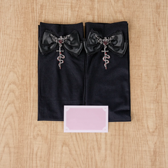 Gothic Red Metal Snake Black Bowknot Accents Jirai Kei Over Knee Stockings Regular/Long Version