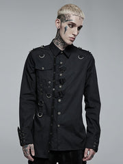 Men's Black Punk Asymmetric Shirt