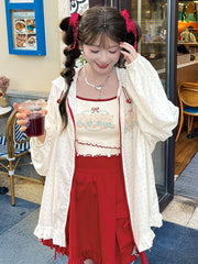 Teddies Print Apricot Cami Top Lettuce Hem