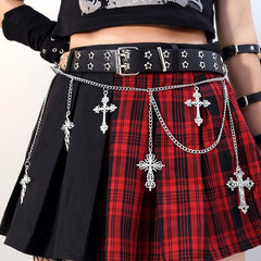 Silver Gothic Cross Charm Waist Chain