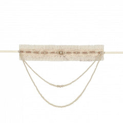 Cream Lace Choker with Detachable Bead Chain