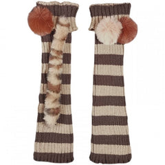 Y2K Plush Ball Decorative Striped Leg Warmers