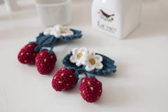 Strawberry Branch Vintage Crochet Brooch