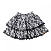 Y2K Sweet Elastic Waist Plaid Tiered Skirt