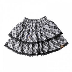 Y2K Sweet Elastic Waist Plaid Tiered Skirt