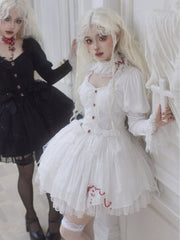 White Gothic Spider Web Embroidery Skirt Shiro Lolita Dress