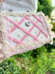 Light Pink Bow Accent Strawberry Charm Sweet Lolita Bag with Silver-toned Chain Strap