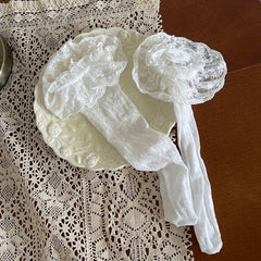 White/Pink Floral Pattern Lace Trim Socks