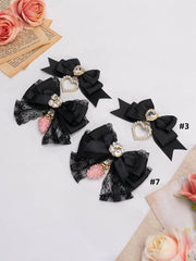Strawberry/Heart Charm Pink/Blue/Black/White Bowknot Hairclip