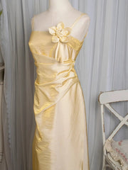 Light Gold Vintage Floral Embellished Sheath Gown Fairy Princess Dress