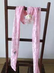 White/Pink Floral Lace Scarf