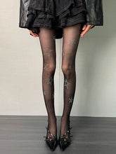 Y2K Black Rhinestoned Star Tights