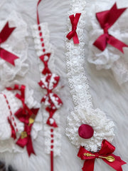 Sweet Lolita White Lace Hairband with Red Strawberry and Bowknot Decor