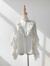 White Ruffle Neckline Prince Ouji Lolita Long Sleeves Shirt