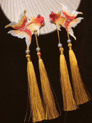 Yellow Koi Fish Fringe Hairclips