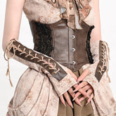 Light Brown Lace-up Detail Steampunk Sleeves