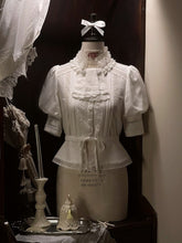 White Ruffle Neckline Lolita Blouse with Open Hem
