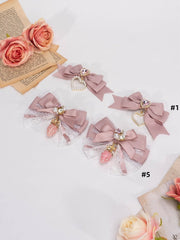 Strawberry/Heart Charm Pink/Blue/Black/White Bowknot Hairclip