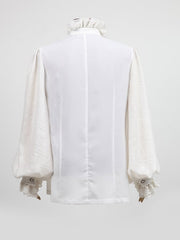 White Men's Goth Chiffon Embossing Shirt