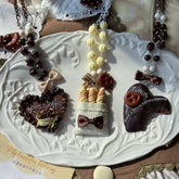 3 Options Coffe/Cookie/Bread Pendant Bowknot Decorated Beaded Necklace